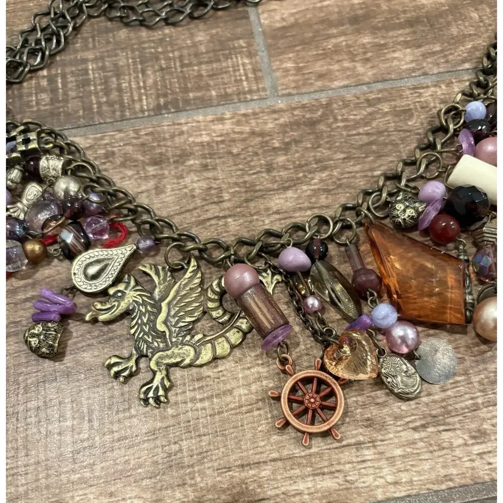 Vintage Y2k Dangle Dragon Metal Chain Belt Gypsy Belly Dance Boho Festival Italy